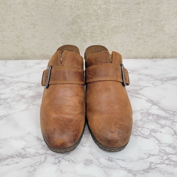 BOC Born Concepts Brown Leather Split Toe Buckel Heel Mule Women's Size 11 - Picture 7 of 14